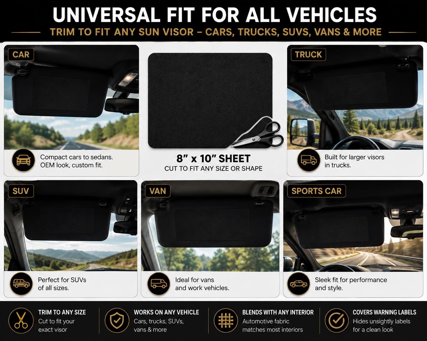 Amazon.com: Universal Sun Visor Warning Label Covers – Jet Black